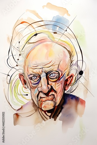 Wallpaper Mural Cartoon style confused elderly alzheimer patient concept art illustration Torontodigital.ca