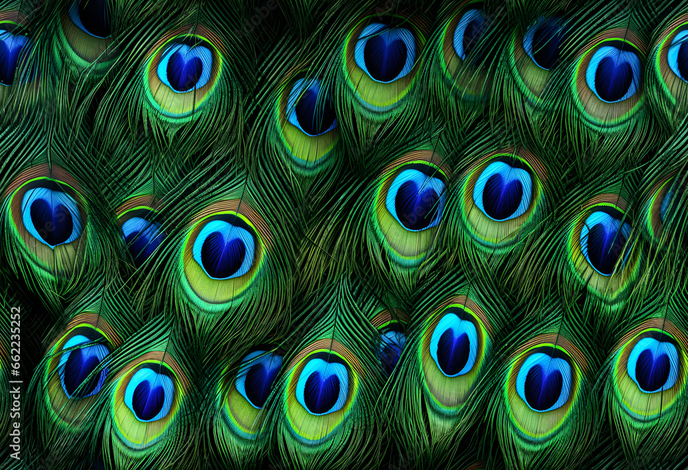 Obraz premium Colorful Realistic Peacock Feather Pattern Background
