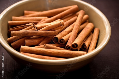 Seasoning baking powder aroma ingredient spices stick brown flavoring food heap cinnamon dry