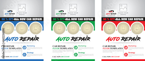 Auto Repair Service Flyer Design, Vector layout design with Auto Repair Poster template design A4