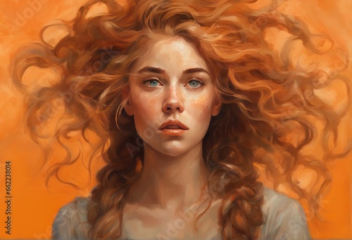 beautiful red haired woman with curly hair and golden crown. digital painting. beautiful red haired woman with curly hair and golden crown. digital painting. digital illustration of redhead woman with