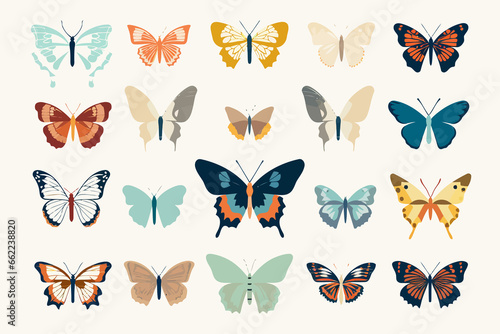 butterfly set vector flat minimalistic isolated vector style illustration