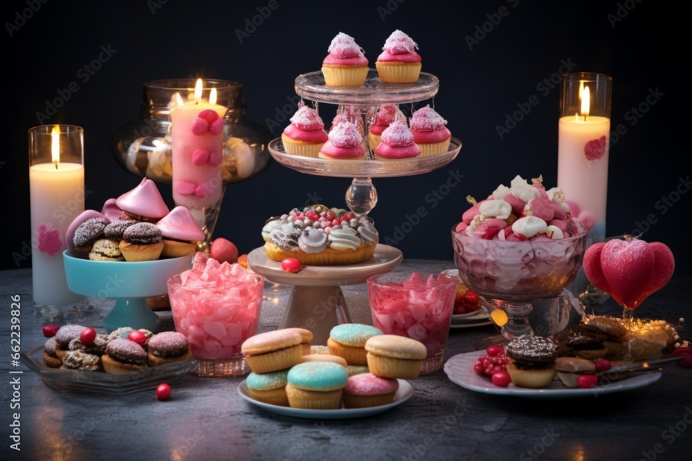Table with sweets prepared for Birthday party Table with sweets prepared for Birthday party
