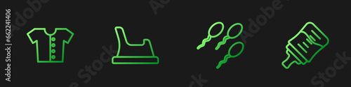 Set line Sperm, Baby t-shirt, potty and bottle. Gradient color icons. Vector