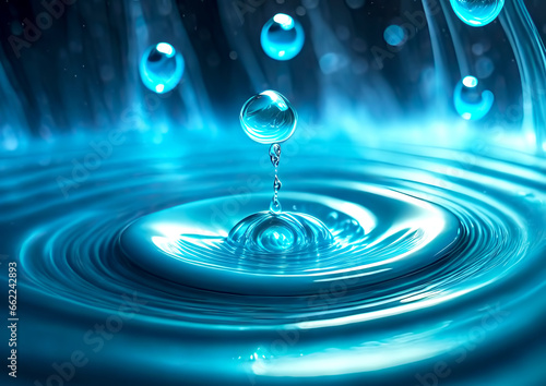 抽象的な青い水の渦と気泡