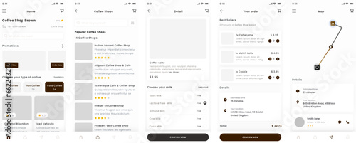 Coffee Shop, Barista Delivery and Cafe Store Mobile App  UI Kit Template