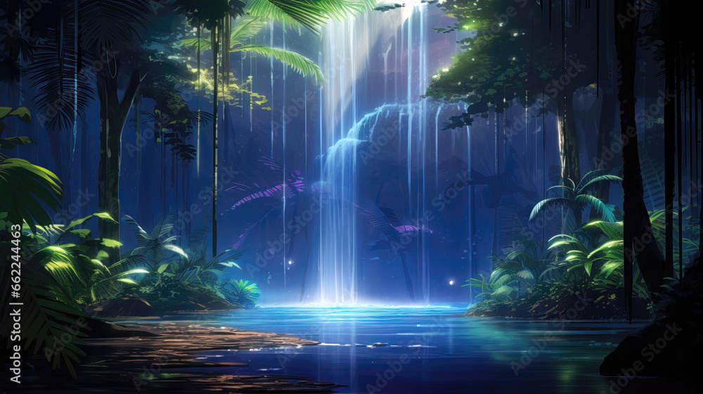 Fantasy Landscape with a waterfall