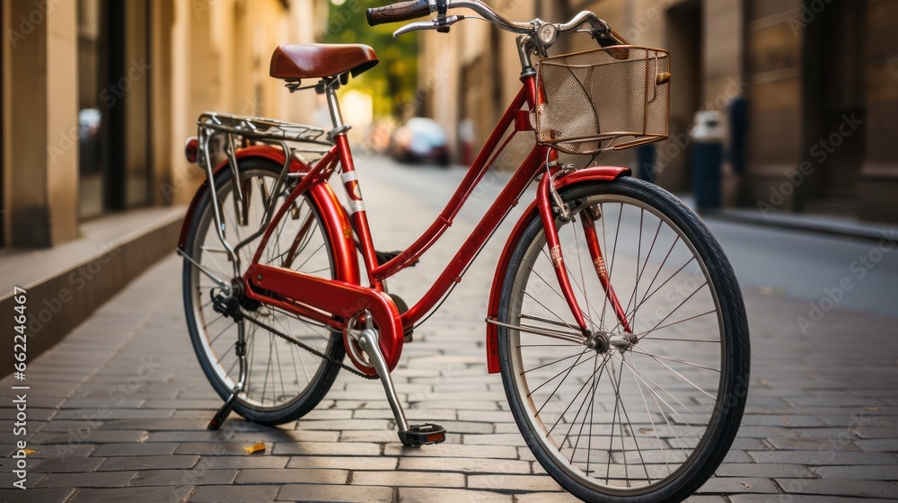 The Timeless Charm of an Old Red Bicycle. Generative AI