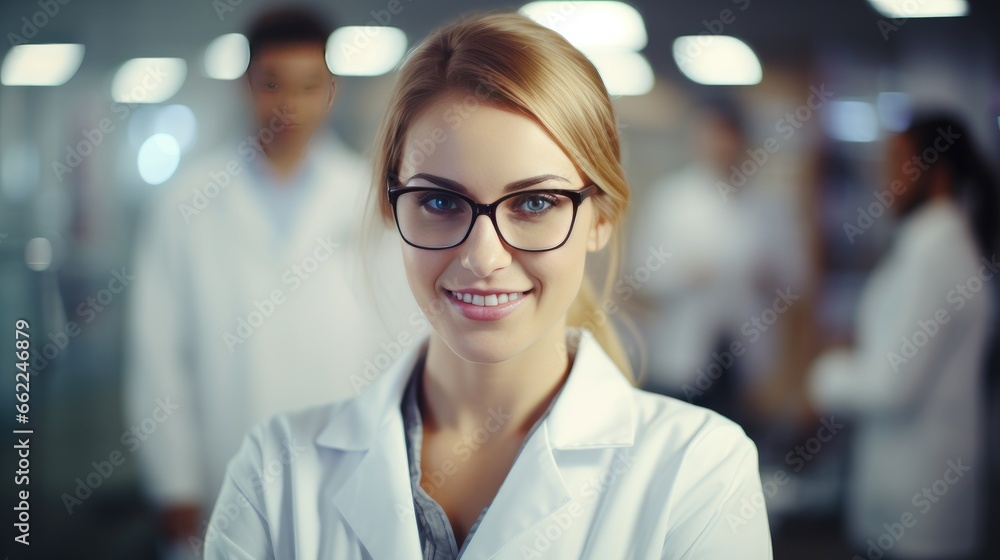 Portrait of a female scientist in a laboratory Portrait of a female scientist in a laboratory
