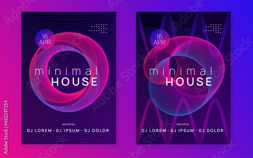 Neon club flyer. Electro dance music. Trance party dj. Electronic sound fest. Techno event poster.