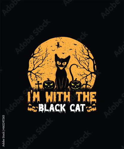I’M WITH THE BLACK CAT Pet t shirt design