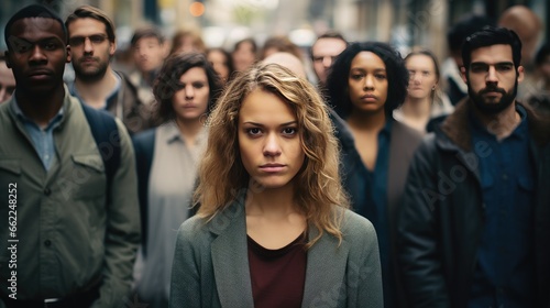 Group of people is standing on the street