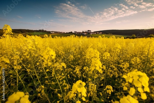field of rapeseed at 5 weeks stage. Generative AI