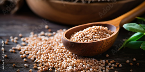 Close-up organic buckwheat seeds. © smth.design