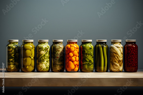  Canned vegetables in jars, preparations for the winter, minimal scene, 3d render, generate AI