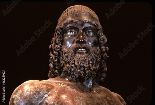 Riace Bronze A, Close up. Calabria Region, Italy. photo