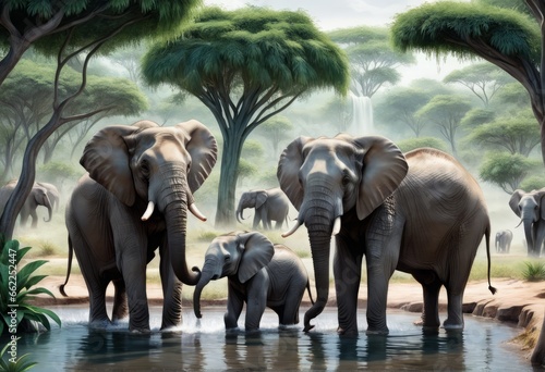 elephants in the forest elephants in the forest wild elephants in a pond © Shubham