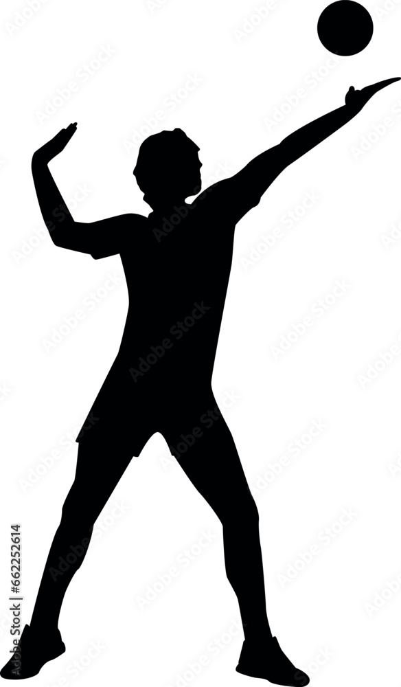 silhouette of a child playing volleyball
