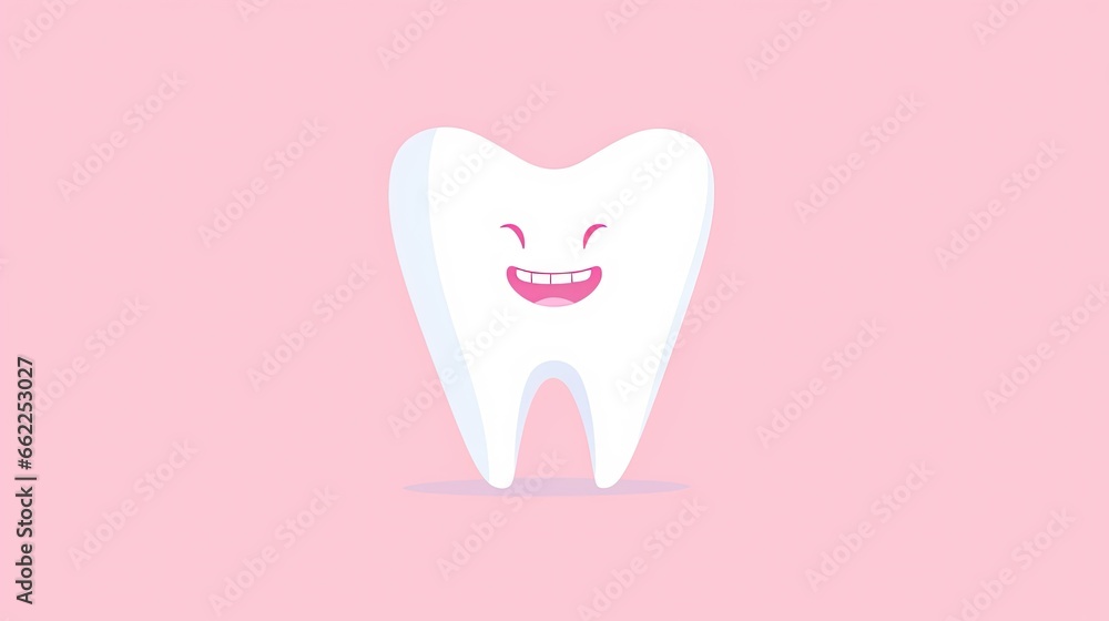 a cartoon tooth with a smile on a pink background,. generative ai a cartoon tooth with a smile on a pink background,. generative ai
