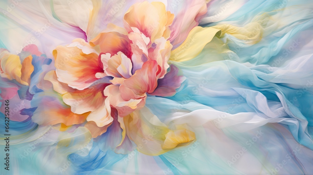 a painting of a flower with a blue and yellow background. generative ai a painting of a flower with a blue and yellow background. generative ai