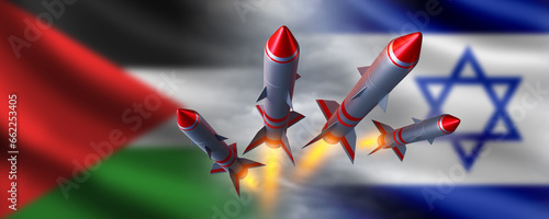 Military missiles in sky. F...