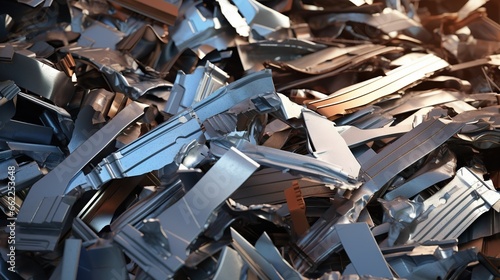  a pile of metal scrap next to a pile of other metal scrap. generative ai