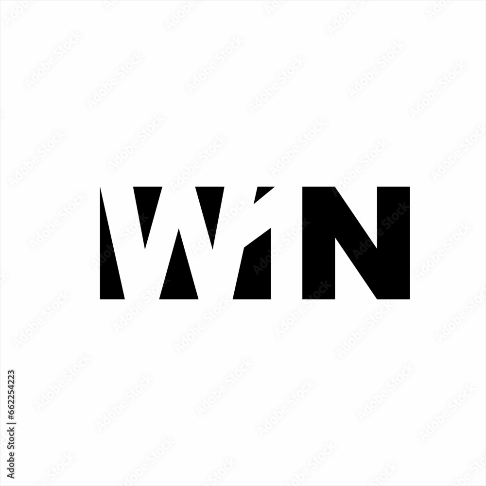 Simple Win word design with the number 1 in the negative space on the letter I. Simple Win word design with the number 1 in the negative space on the letter I.