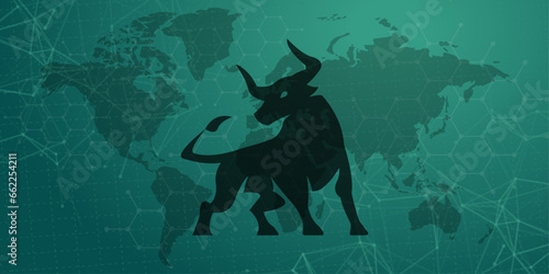 Bull run or bullish market trend in crypto currency or stocks. Trade exchange background, up arrow graph for increase in asset value. Cryptocurrency stock share price chart.
