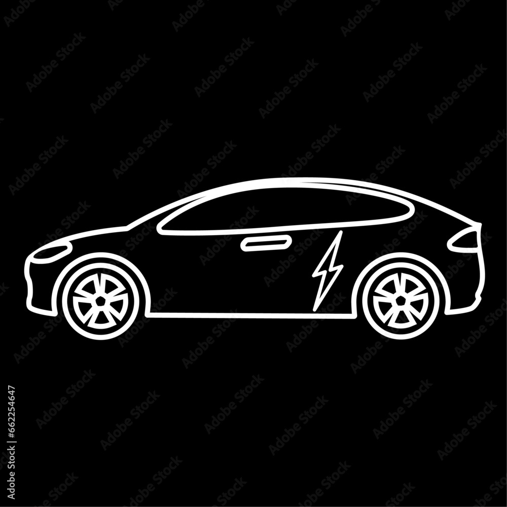 Naklejka premium Electric car line icon Vector Illustration