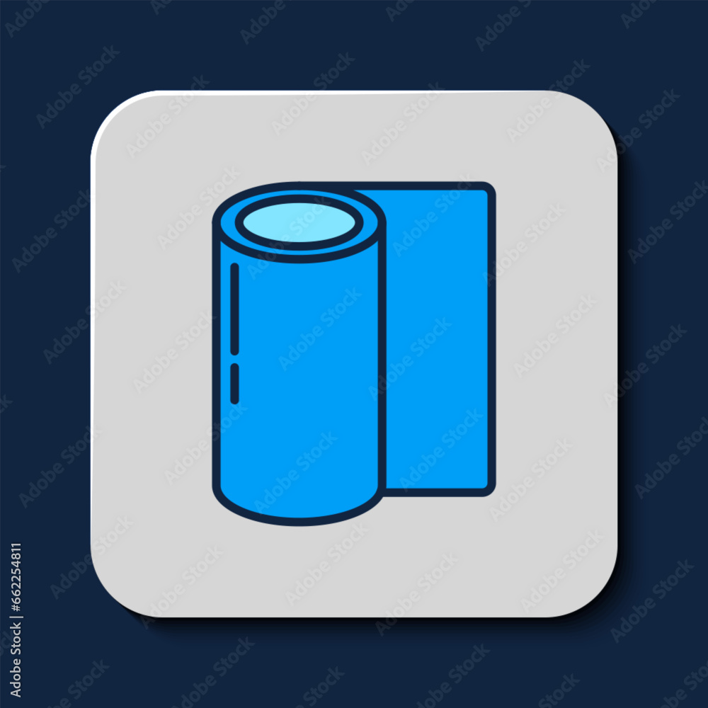 Filled outline Fitness mat roll icon isolated on blue background. Yoga mat rolled. Sport equipment. Vector Filled outline Fitness mat roll icon isolated on blue background. Yoga mat rolled. Sport equipment. Vector