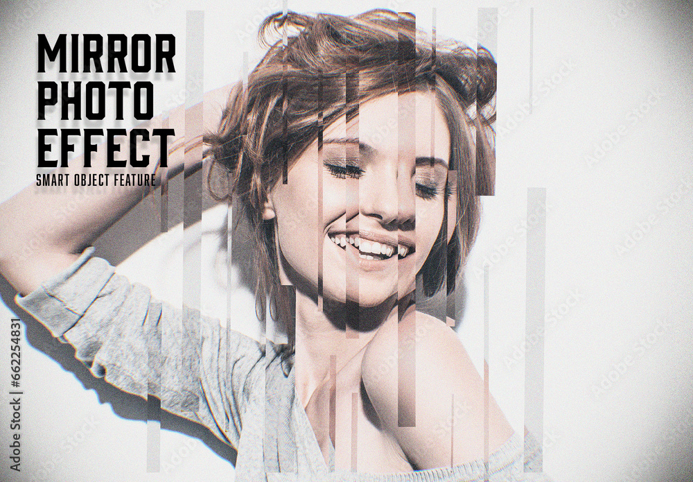 Mirror Glitch Photo Effect Stock Template Adobe Stock