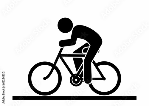 cyclist on a bike, cycle path, black silhouette, vector icon, symbol