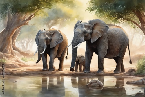 elephant in the water elephant in the water illustration of elephants in the forest