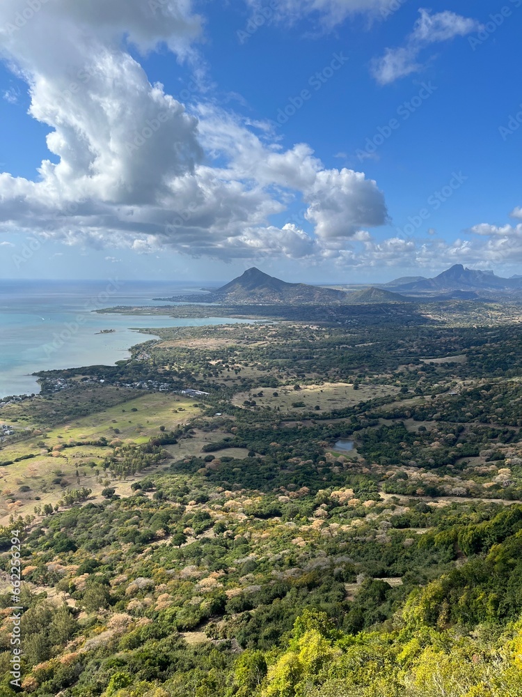Panorama view on the west coast of Mauritius - seen from point sublime in Ebony Forest