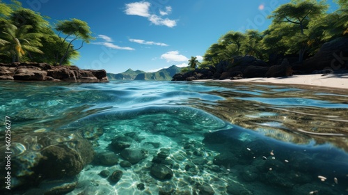 Crystal clear inspiration  clear clear sea  underwater-terrestrial world. Rocky shore. A heavenly place.