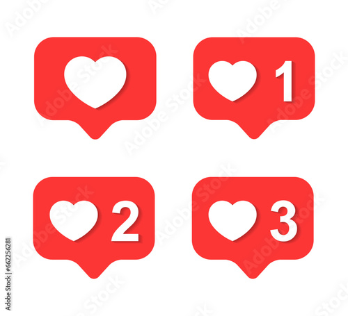 Like notification icon vector in flat style. Social media love symbol in flat style