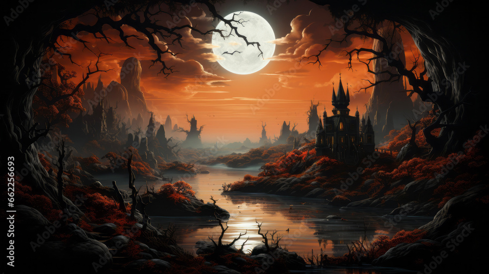 halloween night landscape