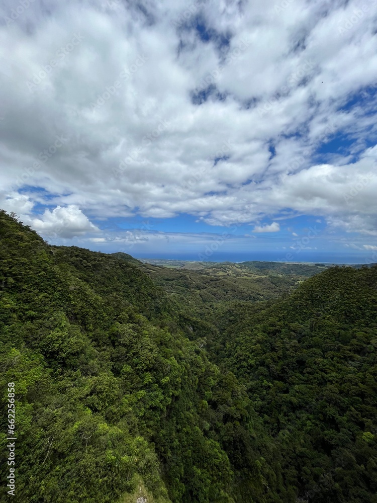 Panorama over Black River Gorge from waterfall 500 Pieds