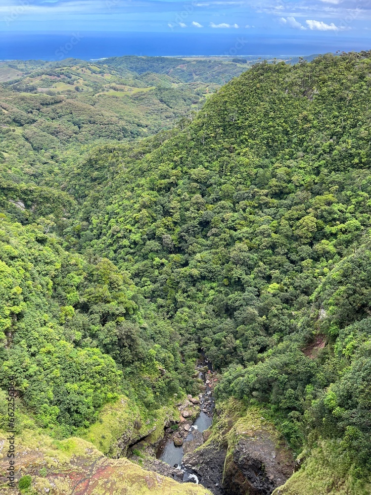 Panorama from waterfall 500 Pieds in Mauritius