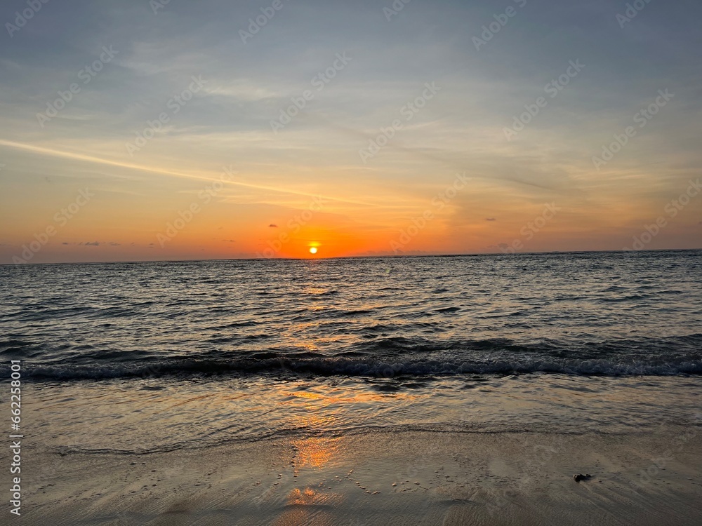 Colorful sunset over Indian Ocean in Mauritius Colorful sunset over Indian Ocean in Mauritius
