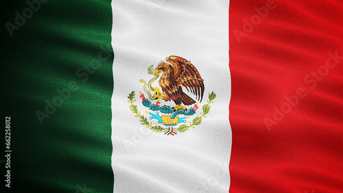 Waving Fabric Texture Of Mexico National Flag Background