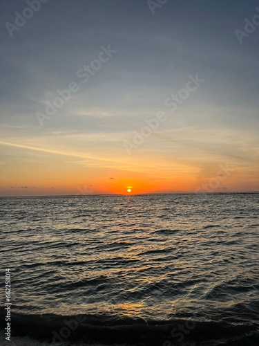 Colorful sunset over Indian Ocean in Mauritius