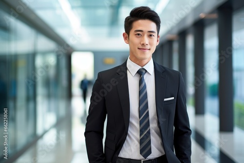Asian Businessman smile face walking office complex © blvdone