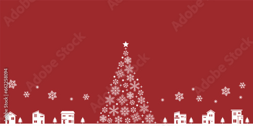 赤背景のクリスマスの町並みの風景