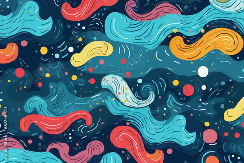 Gusty winds in stormy weather quirky doodle pattern, wallpaper, background, cartoon, vector, whimsical Illustration