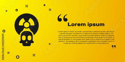 Black Radioactive icon isolated on yellow background. Radioactive toxic symbol. Radiation hazard sign. Vector