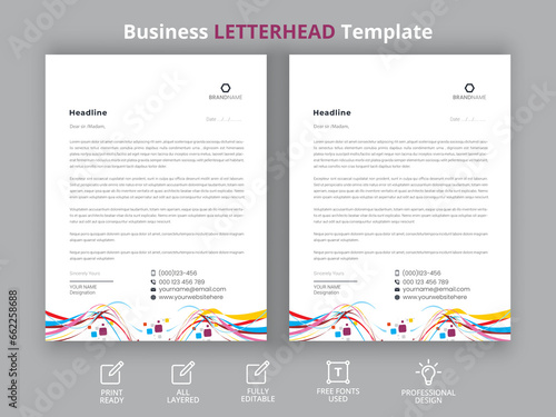 Abstract and professional corporate letterhead design template 08