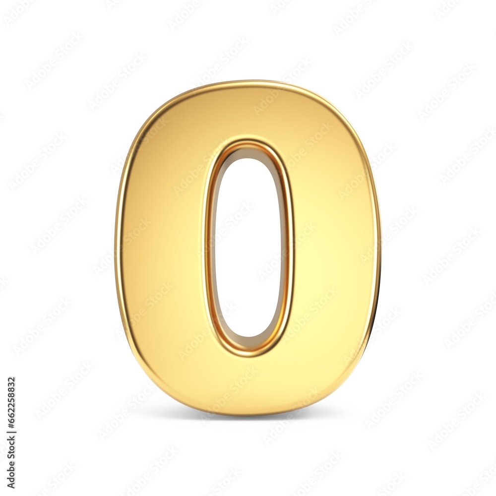 Simple gold font Number 0 ZERO 3D Simple gold font Number 0 ZERO 3D