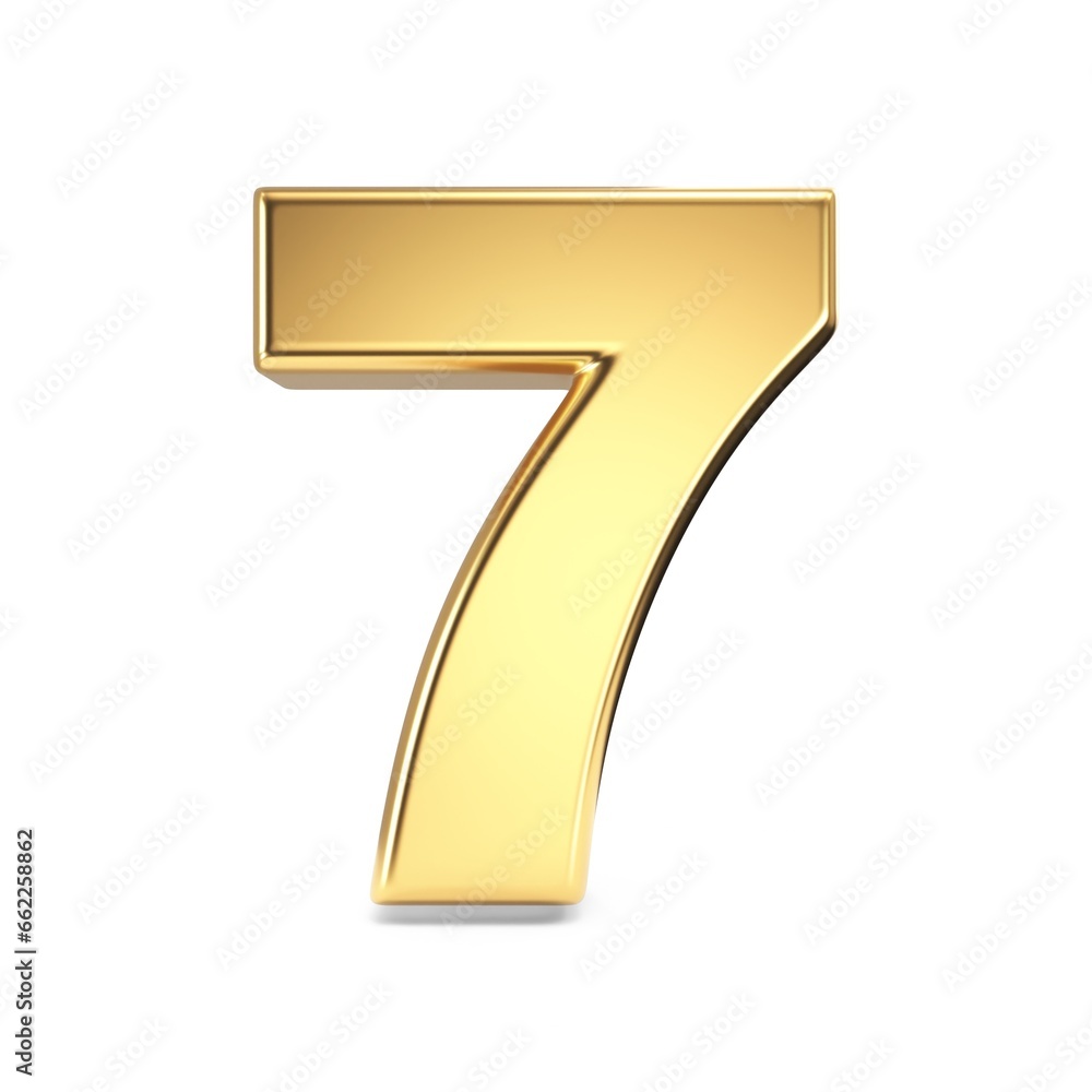 Simple gold font Number 7 SEVEN 3D Simple gold font Number 7 SEVEN 3D