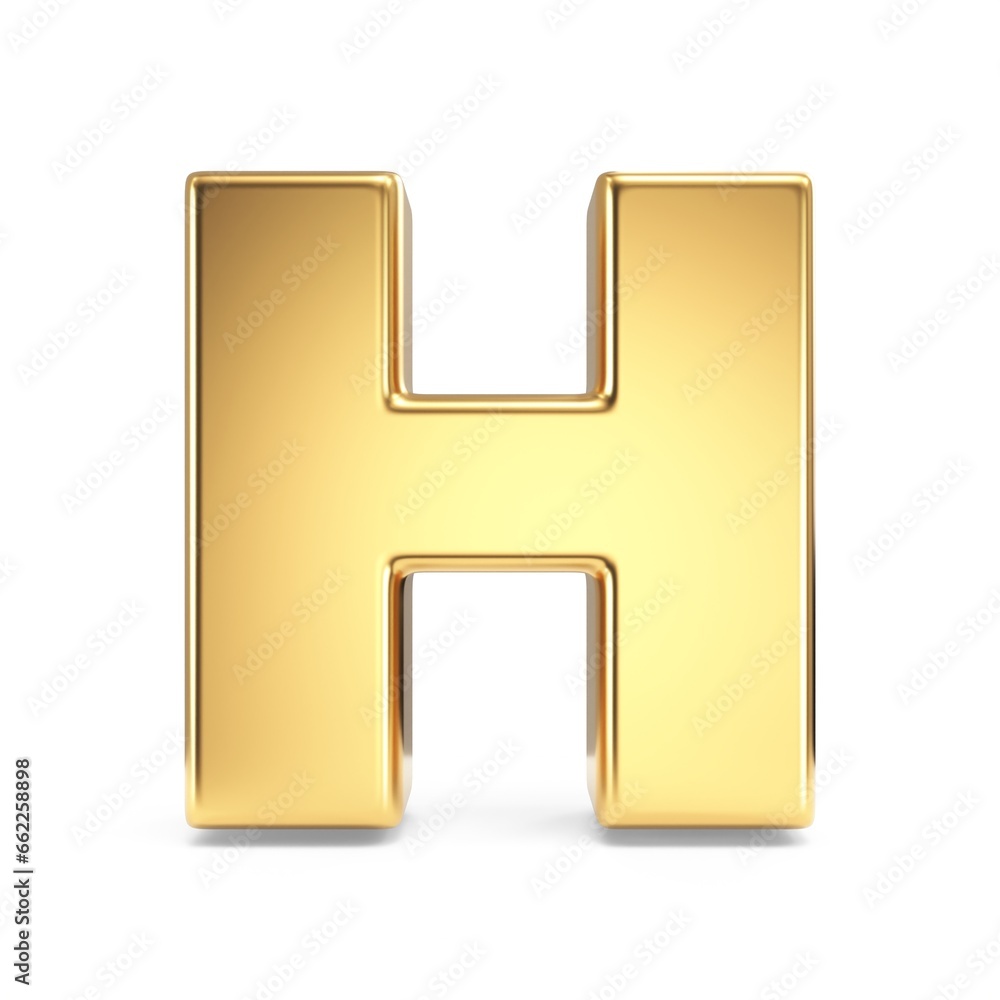 Simple gold font Letter H 3D Simple gold font Letter H 3D